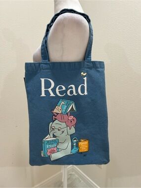 Out Of Print Read Graphic Cotton Tote Bag - Blue